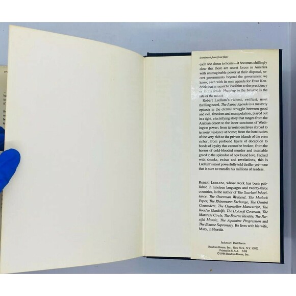 Robert Ludlum The Icarus Agenda  First Edition  1988  Hardcover w/Dust Jacket - Picture 5 of 11